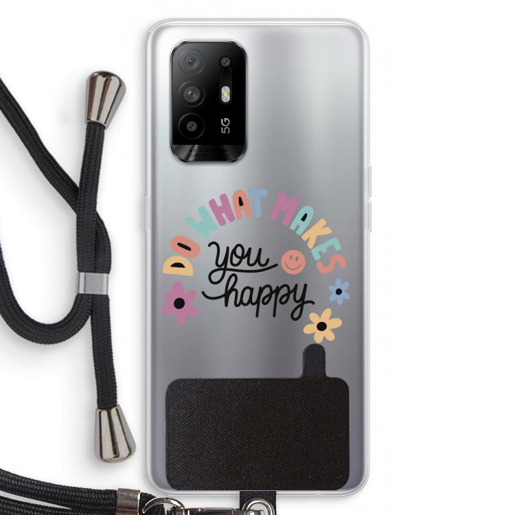 Happy days: Oppo A94 5G Transparant Hoesje met koord