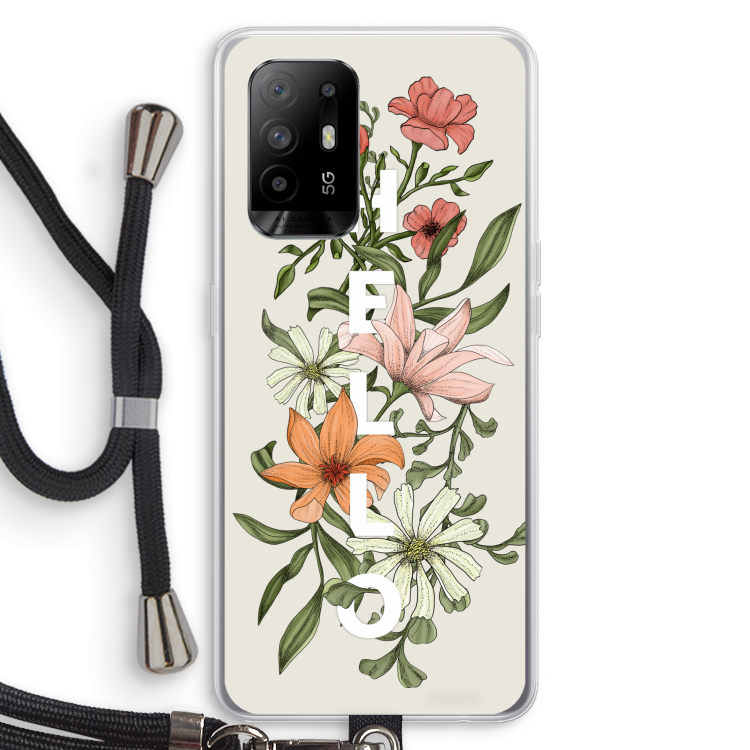 Hello bloemen: Oppo A94 5G Transparant Hoesje met koord