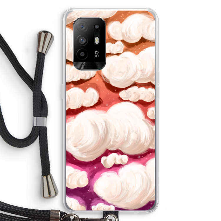Katoen Wolken: Oppo A94 5G Transparant Hoesje met koord