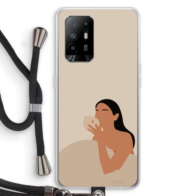 Fresh coffee: Oppo A94 5G Transparant Hoesje met koord