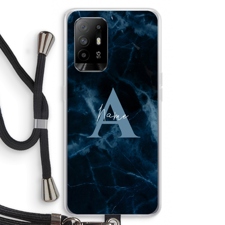 Midnight Marble: Oppo A94 5G Transparant Hoesje met koord