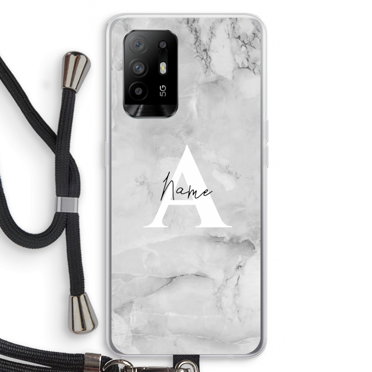 Ivory Marble: Oppo A94 5G Transparant Hoesje met koord