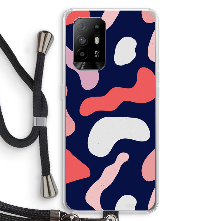 Memphis Shapes Pink: Oppo A94 5G Transparant Hoesje met koord