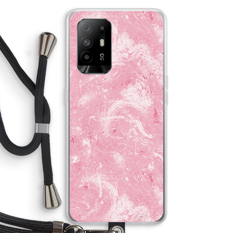 Abstract Painting Pink: Oppo A94 5G Transparant Hoesje met koord