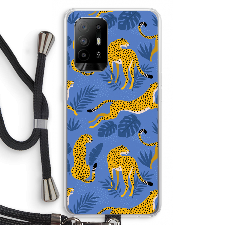 Luipaard: Oppo A94 5G Transparant Hoesje met koord