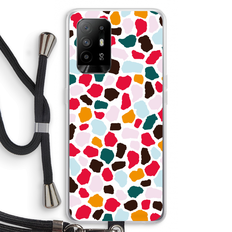 Colored Giraffe: Oppo A94 5G Transparant Hoesje met koord