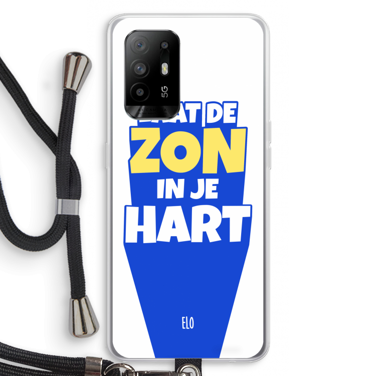 Laat de zon in je hart: Oppo A94 5G Transparant Hoesje met koord