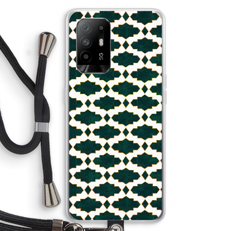 Moroccan tiles: Oppo A94 5G Transparant Hoesje met koord