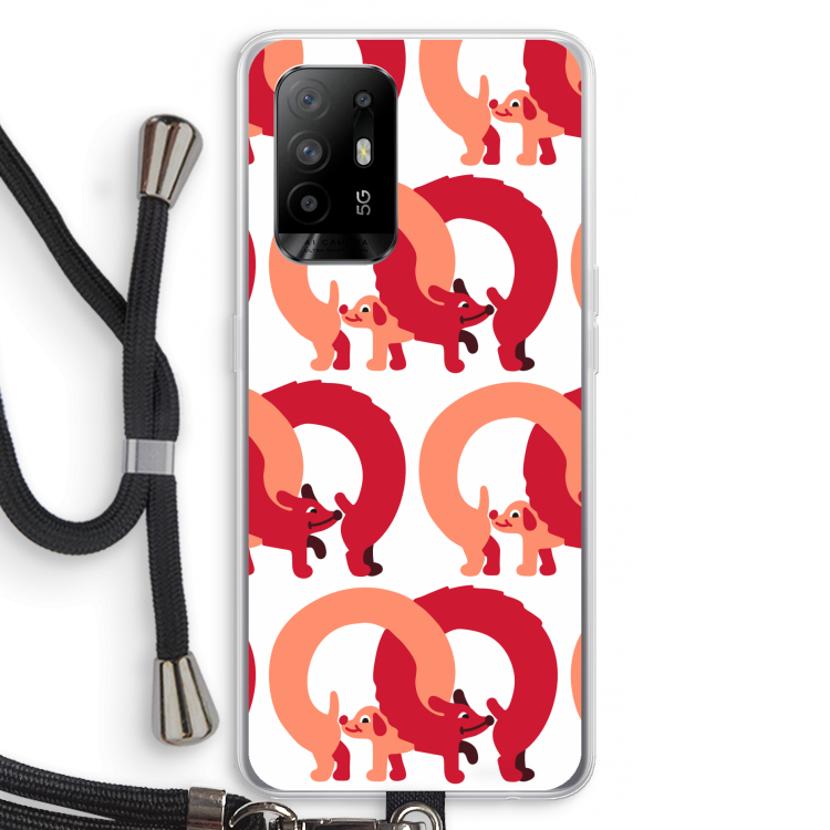 Dogs: Oppo A94 5G Transparant Hoesje met koord