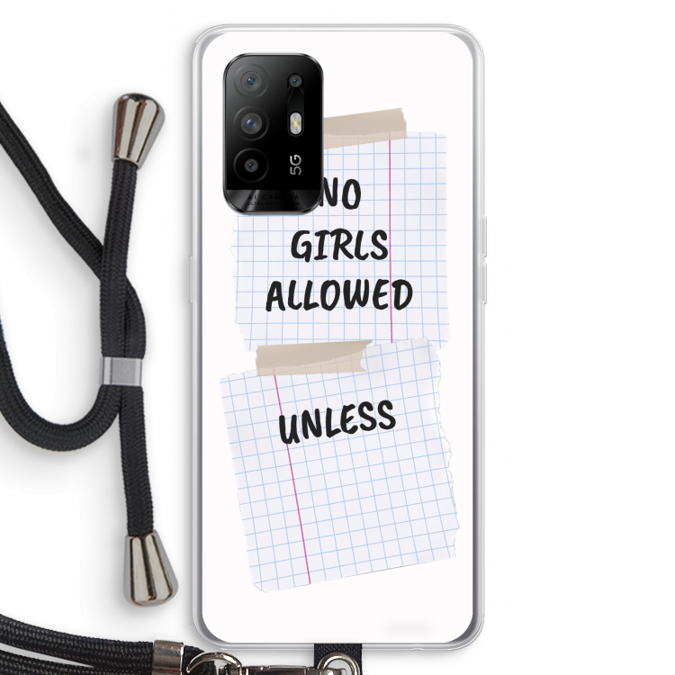 No Girls Allowed Unless: Oppo A94 5G Transparant Hoesje met koord