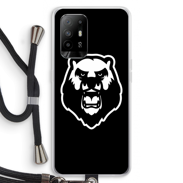 Angry Bear (black): Oppo A94 5G Transparant Hoesje met koord