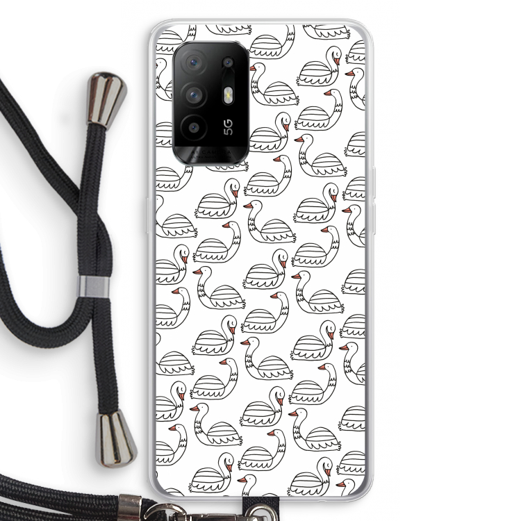 Zwanen: Oppo A94 5G Transparant Hoesje met koord
