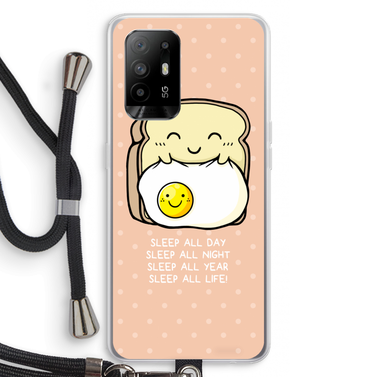 Sleep All Day: Oppo A94 5G Transparant Hoesje met koord