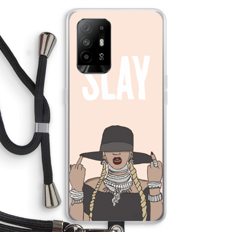 Slay All Day: Oppo A94 5G Transparant Hoesje met koord