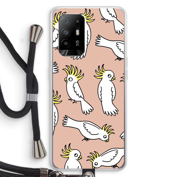 Papegaai: Oppo A94 5G Transparant Hoesje met koord