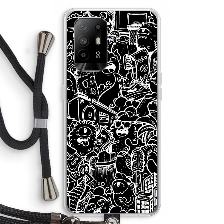 Vexx Black City : Oppo A94 5G Transparant Hoesje met koord