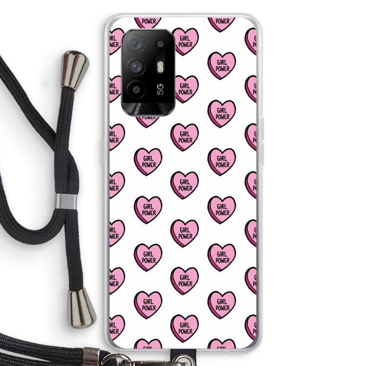 GIRL POWER: Oppo A94 5G Transparant Hoesje met koord