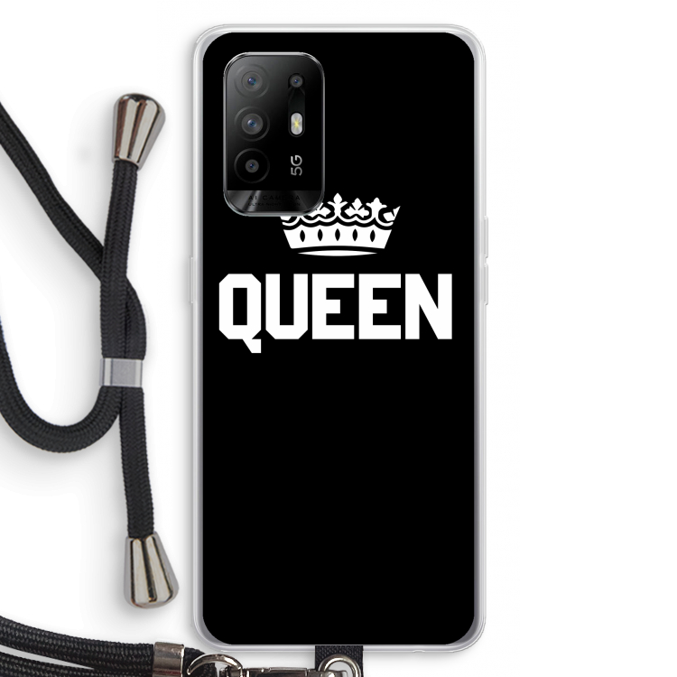 Queen zwart: Oppo A94 5G Transparant Hoesje met koord