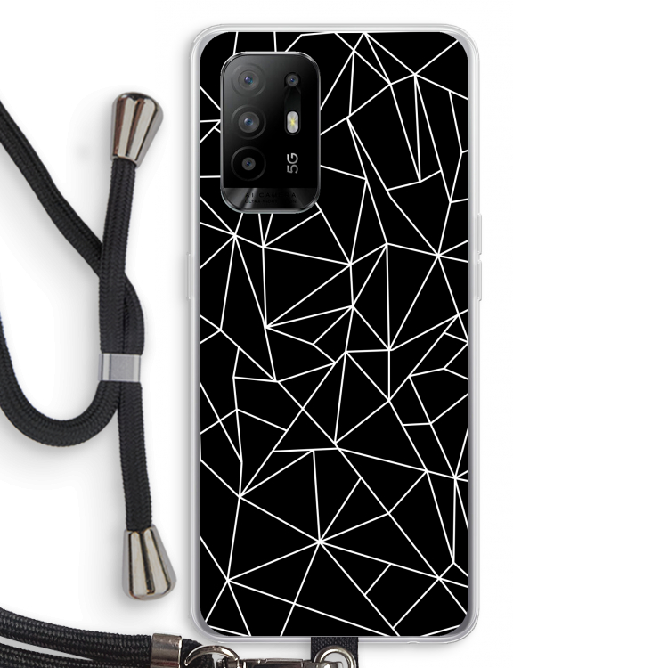 Geometrische lijnen wit: Oppo A94 5G Transparant Hoesje met koord