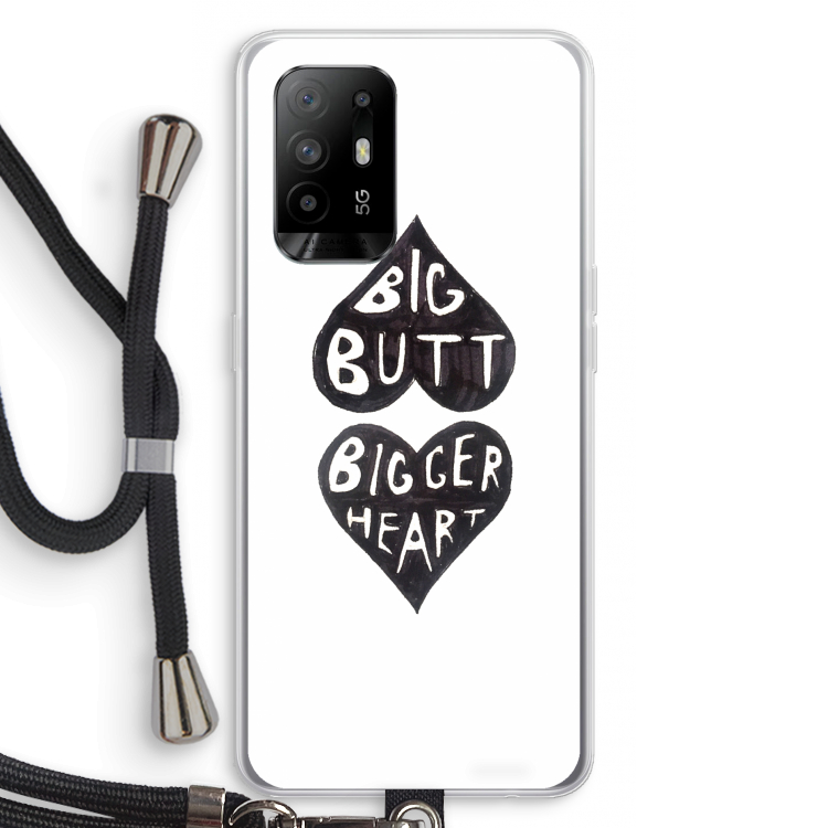 Big butt bigger heart: Oppo A94 5G Transparant Hoesje met koord