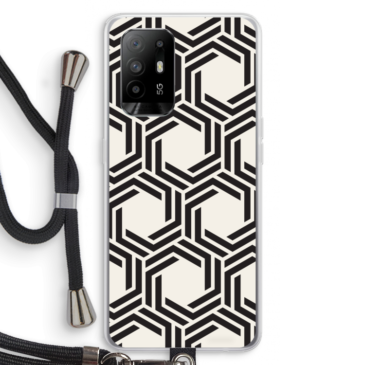 Geometrisch patroon: Oppo A94 5G Transparant Hoesje met koord