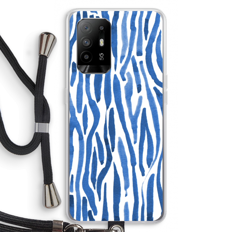 Blauwe nerven: Oppo A94 5G Transparant Hoesje met koord