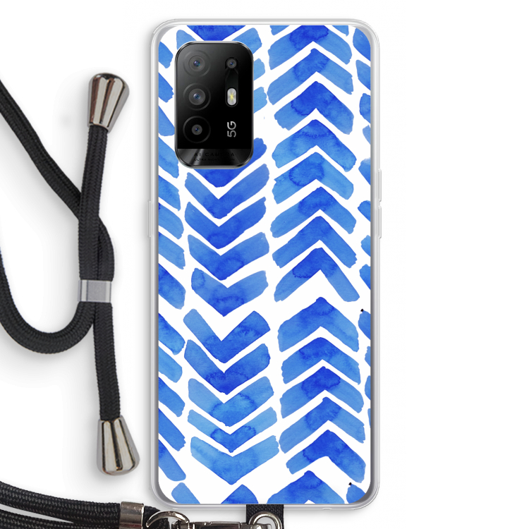 Blauwe pijlen: Oppo A94 5G Transparant Hoesje met koord