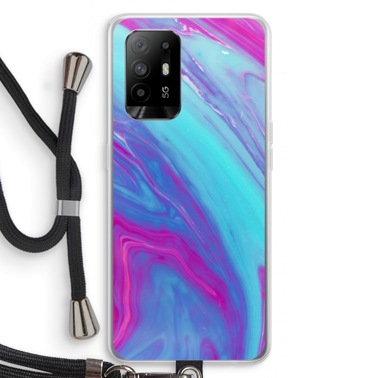 Zweverige regenboog: Oppo A94 5G Transparant Hoesje met koord