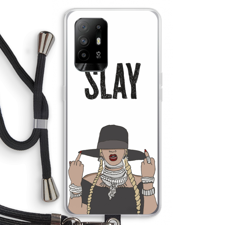 Slay All Day: Oppo A94 5G Transparant Hoesje met koord