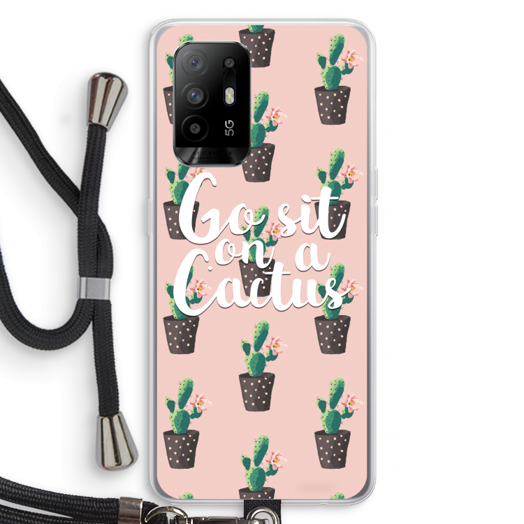 Cactus quote: Oppo A94 5G Transparant Hoesje met koord