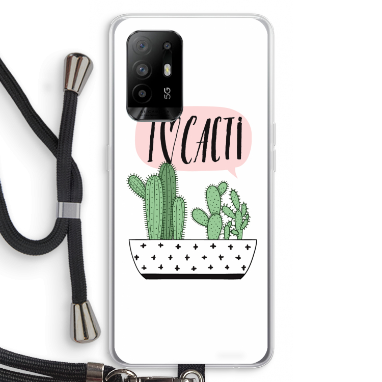 I love cacti: Oppo A94 5G Transparant Hoesje met koord