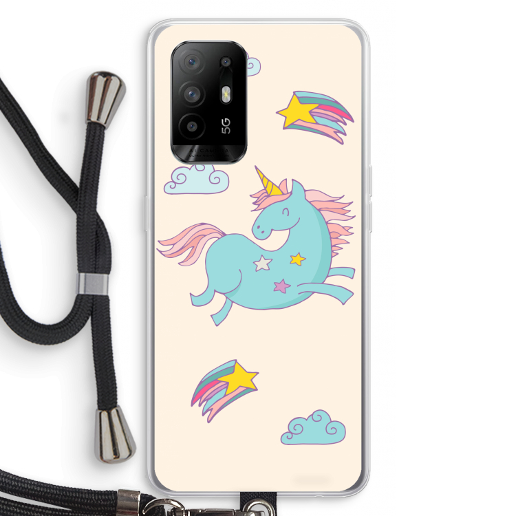 Vliegende eenhoorn: Oppo A94 5G Transparant Hoesje met koord