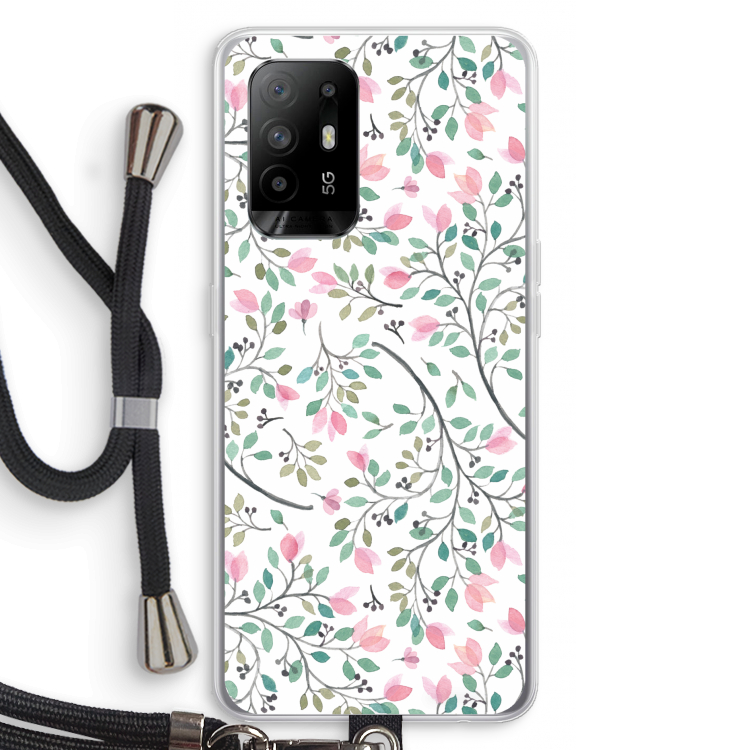 Sierlijke bloemen: Oppo A94 5G Transparant Hoesje met koord