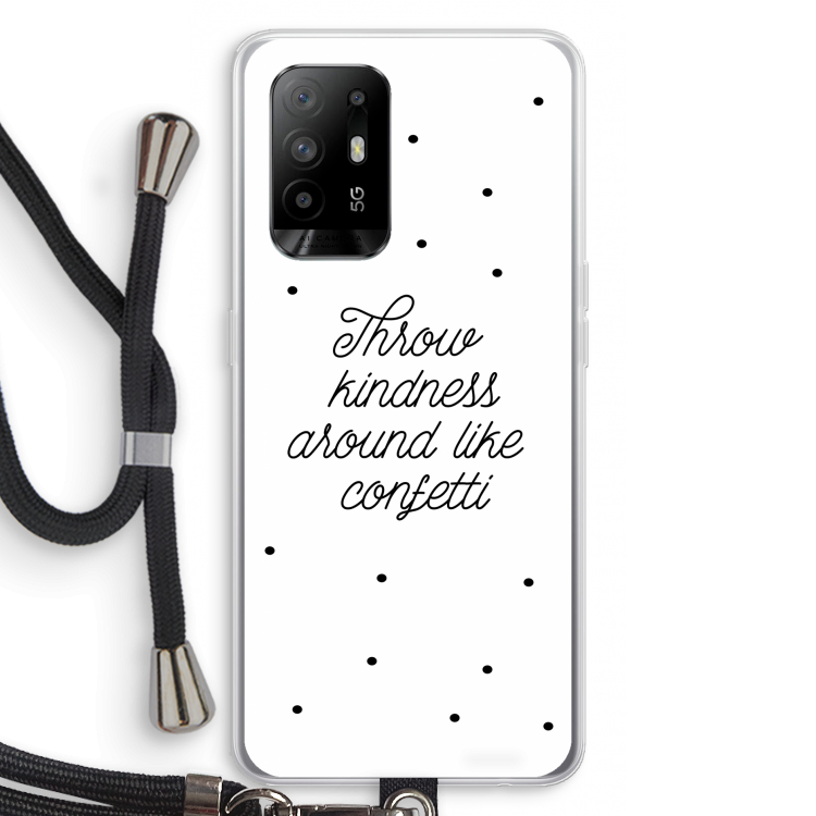 Confetti: Oppo A94 5G Transparant Hoesje met koord