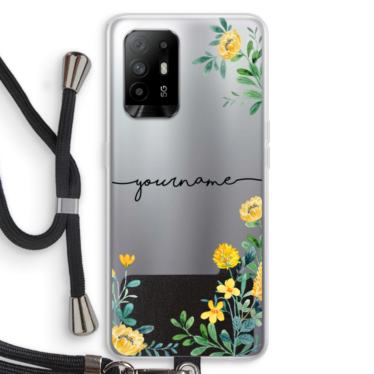 Gele bloemen: Oppo A94 5G Transparant Hoesje met koord