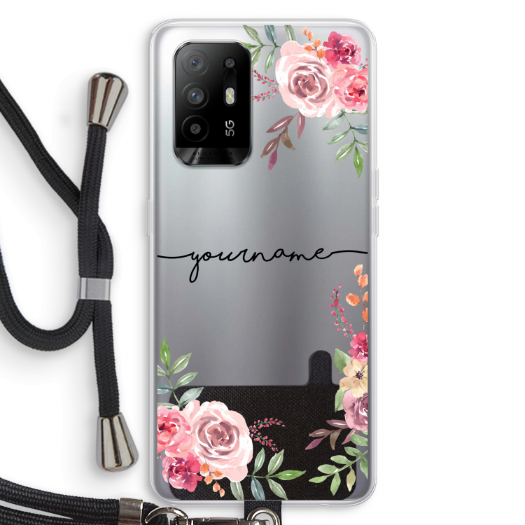 Rozen: Oppo A94 5G Transparant Hoesje met koord