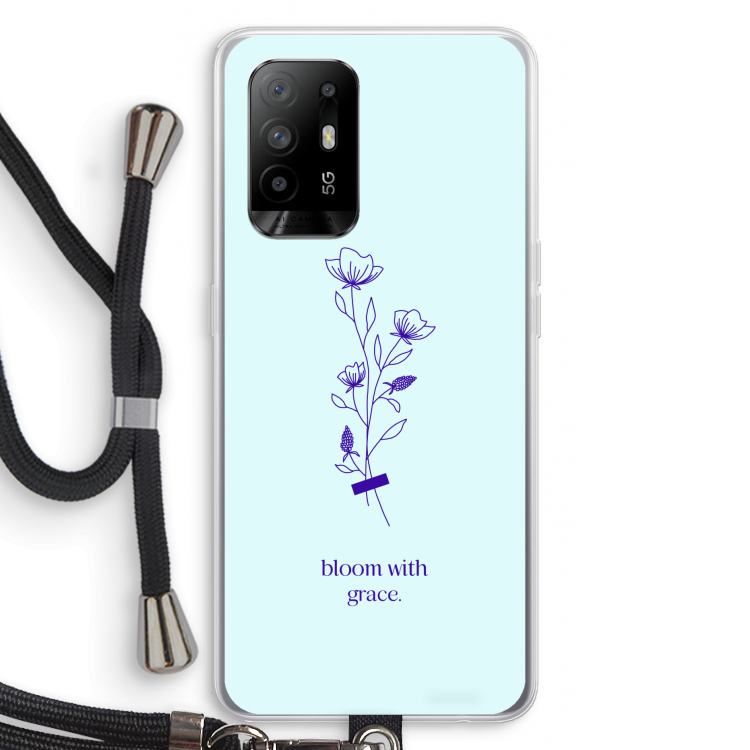 Bloom with grace: Oppo A94 5G Transparant Hoesje met koord