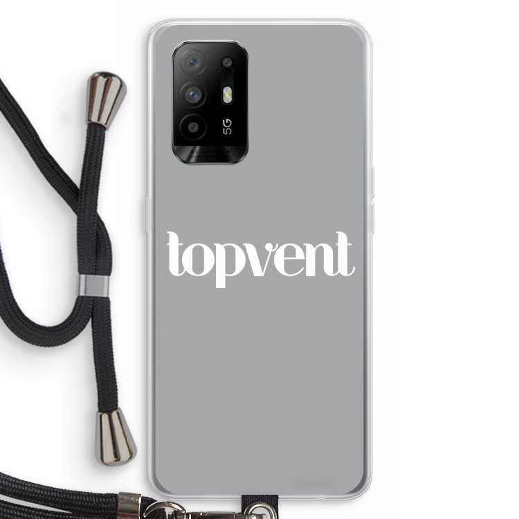Topvent Grijs Wit: Oppo A94 5G Transparant Hoesje met koord