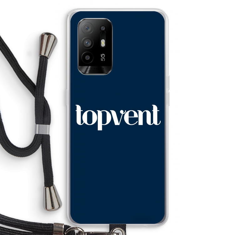 Topvent Navy: Oppo A94 5G Transparant Hoesje met koord