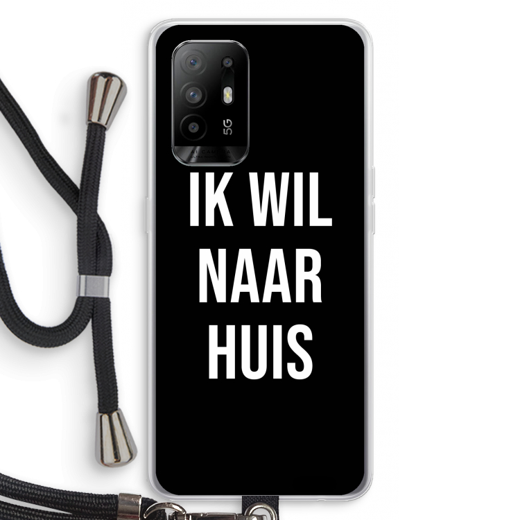 Ik wil naar huis - Zwart: Oppo A94 5G Transparant Hoesje met koord