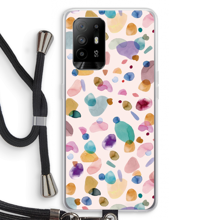 Terrazzo Memphis Pink: Oppo A94 5G Transparant Hoesje met koord