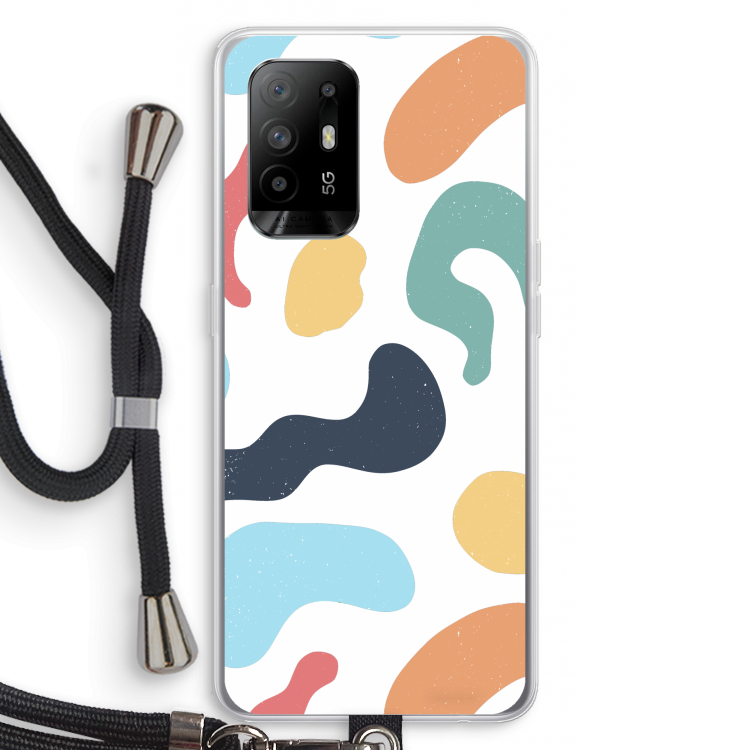 Memphis Shapes Blue: Oppo A94 5G Transparant Hoesje met koord