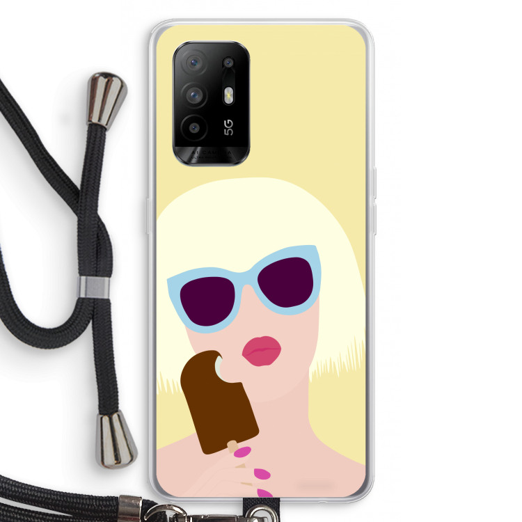 Ice cream: Oppo A94 5G Transparant Hoesje met koord