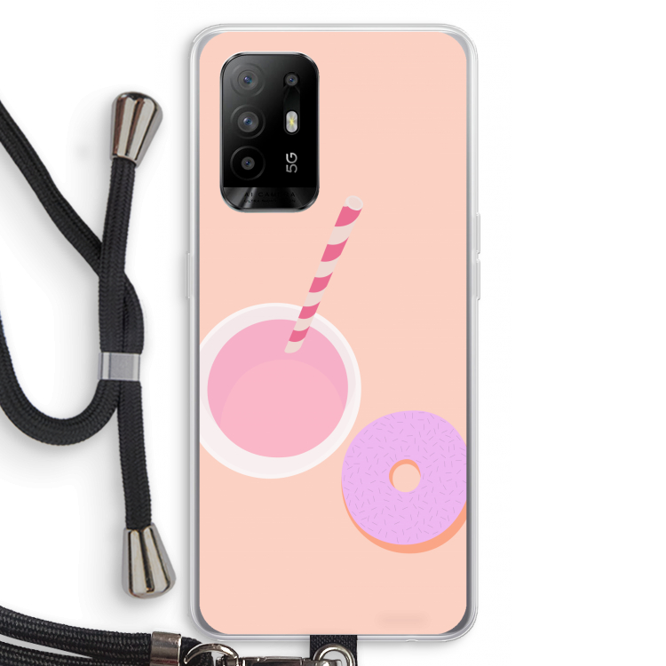 Donut: Oppo A94 5G Transparant Hoesje met koord