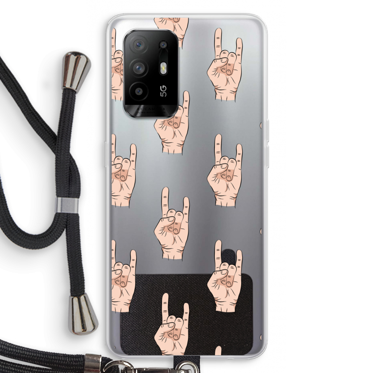 Rock: Oppo A94 5G Transparant Hoesje met koord