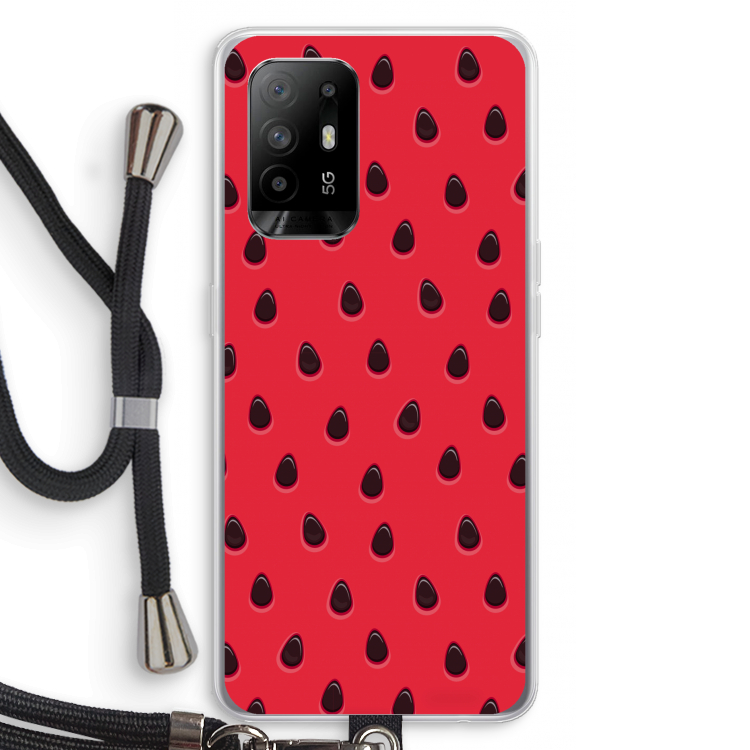 Watermelon: Oppo A94 5G Transparant Hoesje met koord