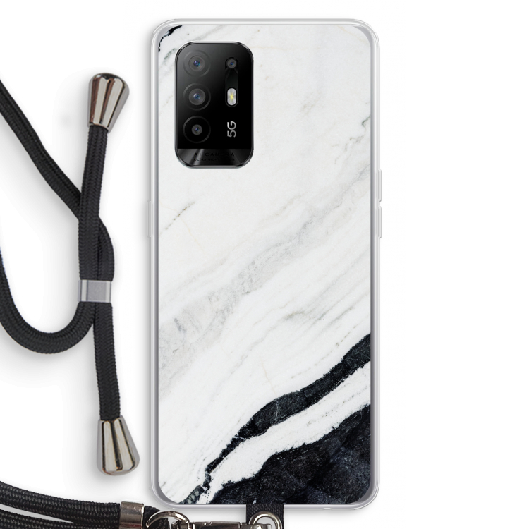 Elegante marmer: Oppo A94 5G Transparant Hoesje met koord