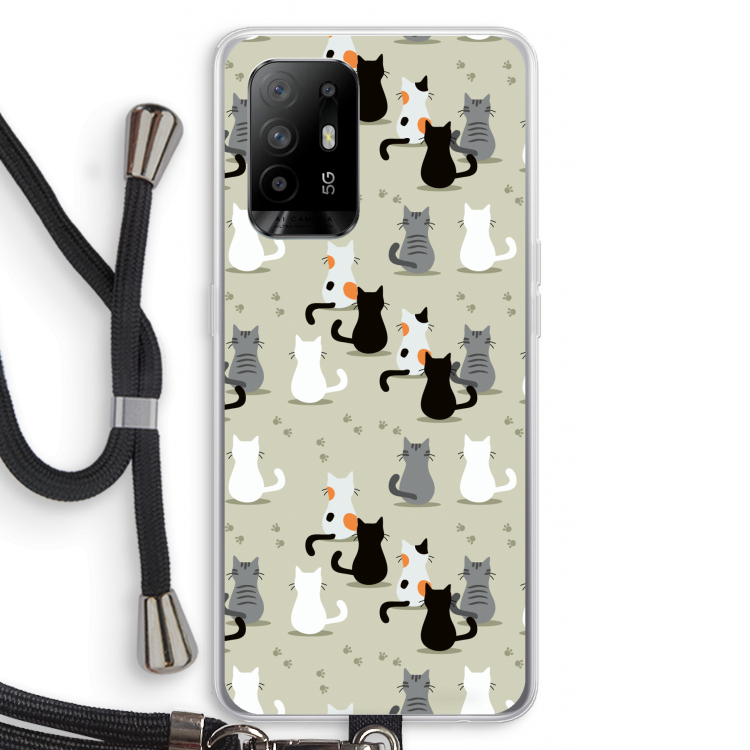 Katten: Oppo A94 5G Transparant Hoesje met koord