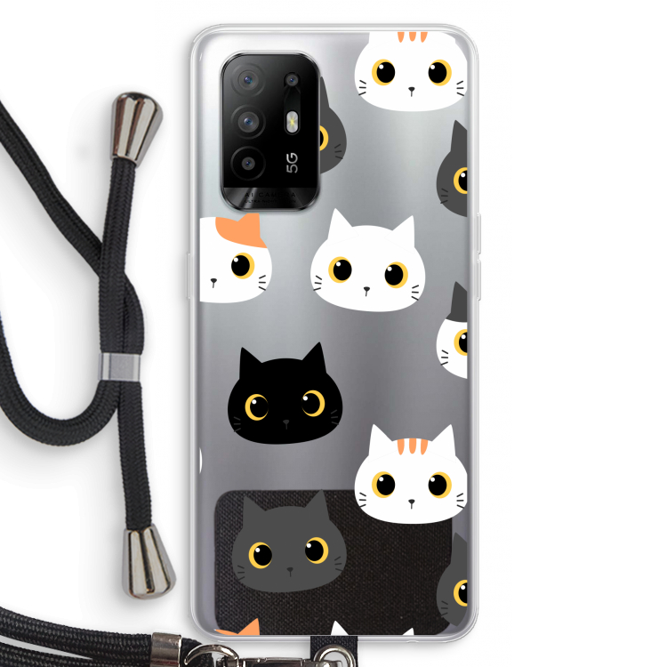 Katten: Oppo A94 5G Transparant Hoesje met koord