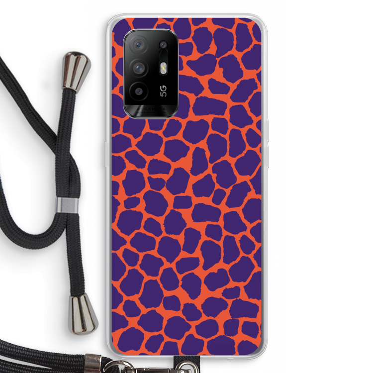 Purple Giraffe: Oppo A94 5G Transparant Hoesje met koord